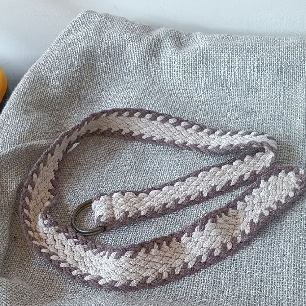 Braided Women’s Cotton Belt - Cream and Gray